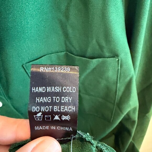 Tuckernuck Emerald Green Flounce Hem Shirt Dress Medium - Picture 6 of 6